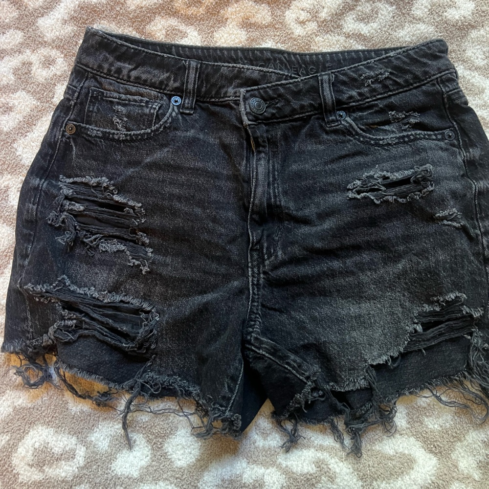 American Eagle Outfitters Black Distressed Jean Shorts